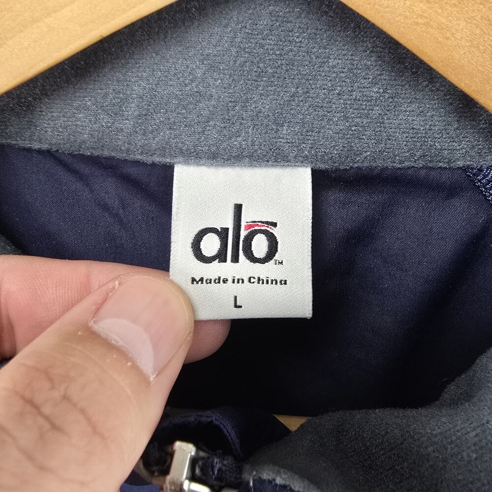 Alo Yoga Windbreaker Jacket Women's Large Blue Lightweight Full Zip Reflective - Picture 7 of 12
